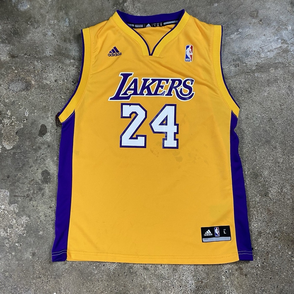Adidas Los Angeles Lakers Kobe Bryant #24 Youth Size Large Yellow Basketball NBA